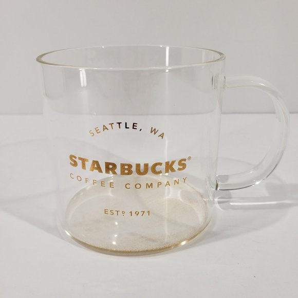 2015 STARBUCKS CLEAR GLASS MUG CUP - Picture 1 of 4